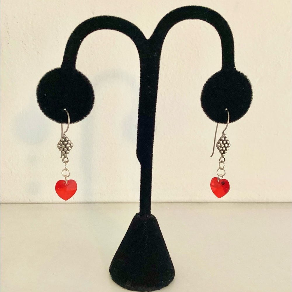 Handmade Chic Silver crystal Heart Drop Earrings